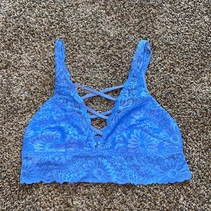 Never worn blue VS PINK criss cross bralette